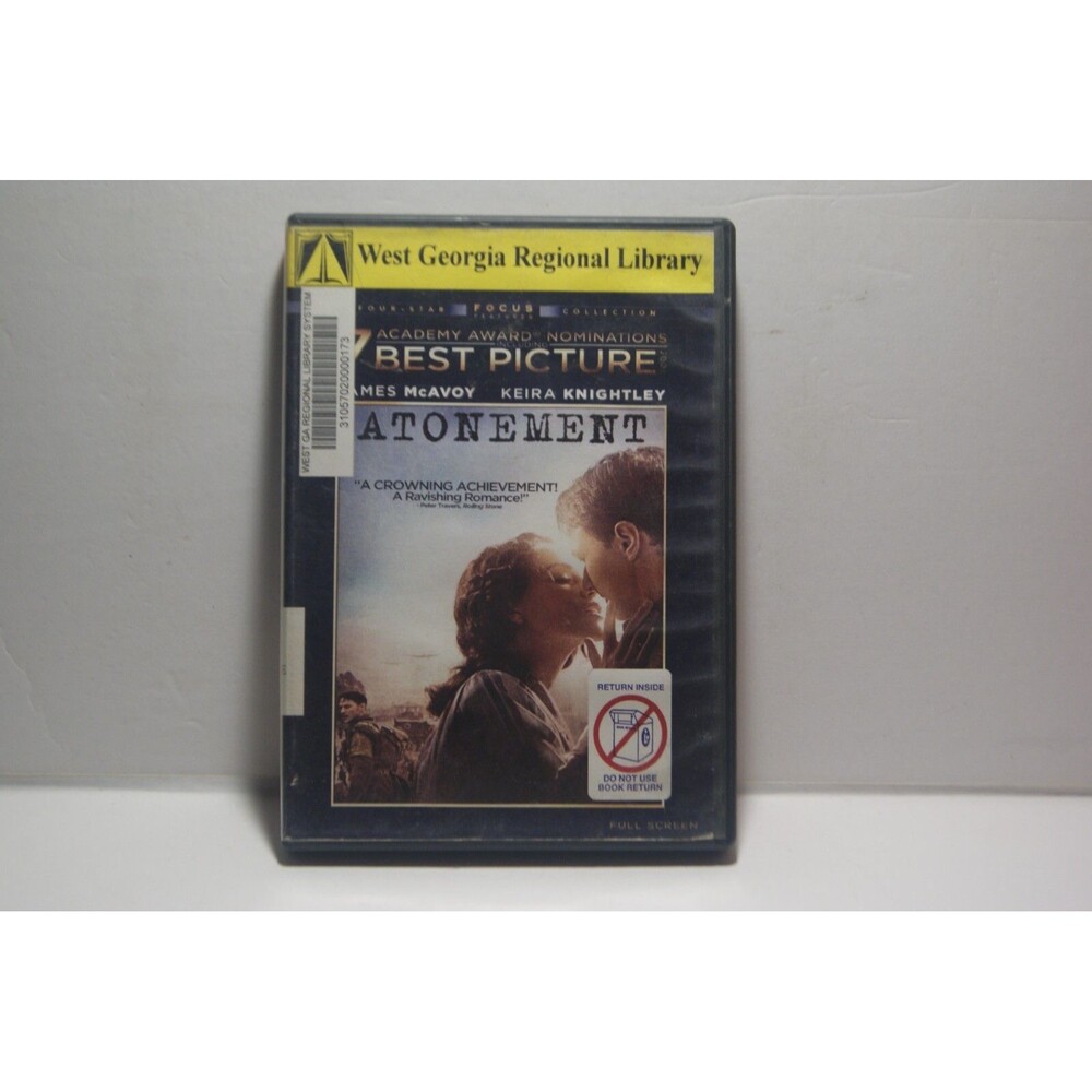 Atonement (DVD, 2007) James McAvoy Keira Knightley Action Romance Drama